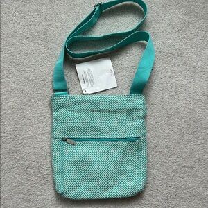 NWT Thirty-One Aqua Patterned Crossbody Bag